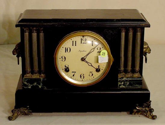 Ingraham black mantle clock: — Antique Clocks Price Guide