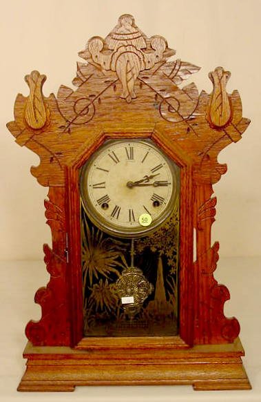 Sessions oak parlor clock: time &amp; strike; — Antique Clocks Price Guide