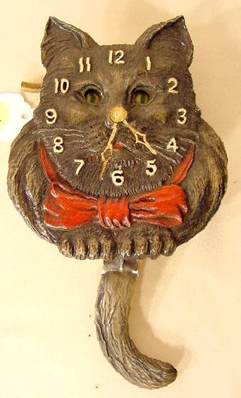 Lux cat pendulette clock: old original. — Antique Clocks Price Guide