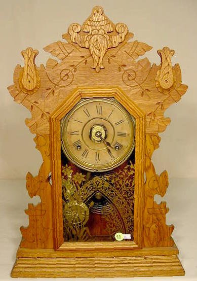 Seth Thomas oak parlor clock with alarm; — Antique Clocks Price Guide