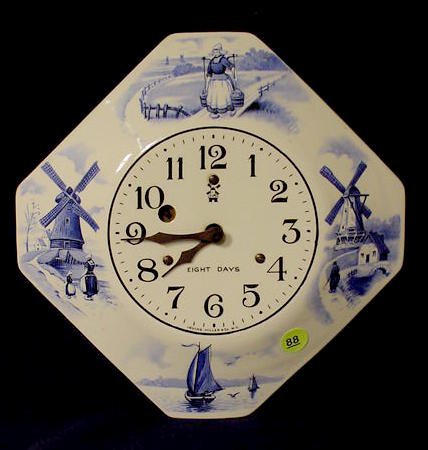 Irving Miller Dutch scene 8 day porcelain plate clock. — Antique Clocks Price Guide
