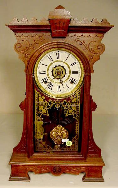 Waterbury walnut parlor clock with alarm. — Antique Clocks Price Guide