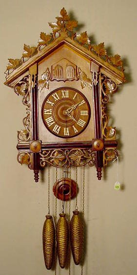 G H S wooden cuckoo &amp; quail hanging clock: — Antique Clocks Price Guide