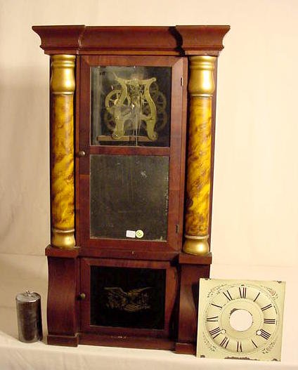 2 Weight, 1/2 column shelf clock: — Antique Clocks Price Guide
