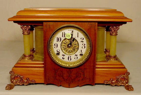 Seth Thomas adamantine &amp; column mantle clock. — Antique Clocks Price Guide