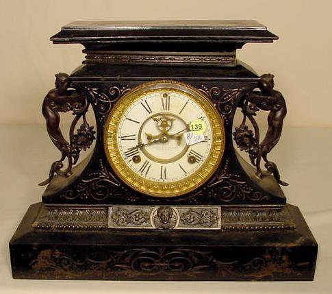 Ansonia Rosalind iron case mantle clock: — Antique Clocks Price Guide
