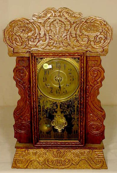 New Haven oak parlor clock with alarm. — Antique Clocks Price Guide