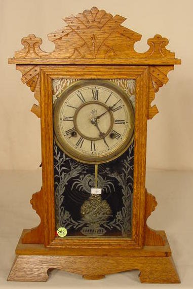 Waterbury oak shelf clock: — Antique Clocks Price Guide