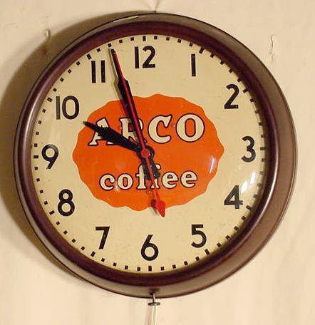 ARCO Coffee electric Advertising clock: — Antique Clocks Price Guide