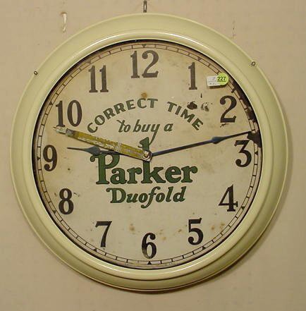 Parker Duofold Pen advertising electric clock: — Antique Clocks Price Guide