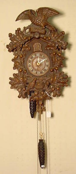 Lux cuckoo clock: 2 weight; — Antique Clocks Price Guide