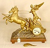 French Moreau Angel & Chariot statue clock: "Char De La Victoire"; 