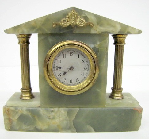 German Green Onyx Dresser Clock — Antique Clocks Price Guide