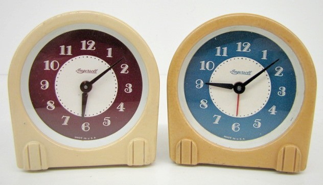 2 Ingersoll Plastic Art Deco Alarm Clocks — Antique Clocks Price Guide