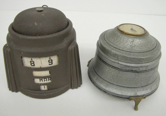Metal Desk and Powder Box Clock — Antique Clocks Price Guide
