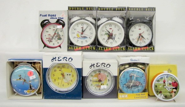 Group of 9 Animated Alarm Clocks — Antique Clocks Price Guide