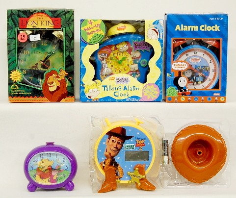 Group of 5 Cartoon Character Alarm Clocks — Antique Clocks Price Guide