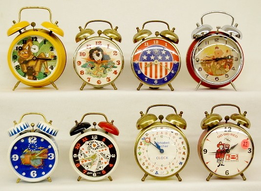 1960's-1970's Group of 8 Bell Top Alarm Clocks — Antique Clocks Price Guide