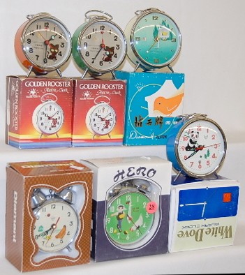 Group of 6 Comic Character Alarm Clocks — Antique Clocks Price Guide