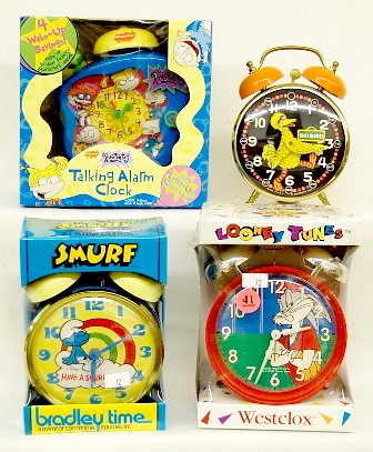 Group of 4 Cartoon Character Alarm Clocks — Antique Clocks Price Guide