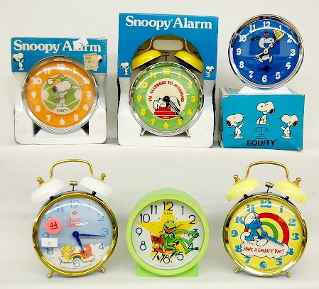 Group of 6 Cartoon Character Alarm Clocks — Antique Clocks Price Guide