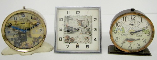 3 Antique Animated Alarm Clocks — Antique Clocks Price Guide