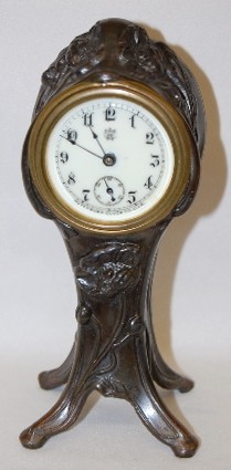 Waterbury Art Nouveau Floral Dresser Clock — Antique Clocks Price Guide
