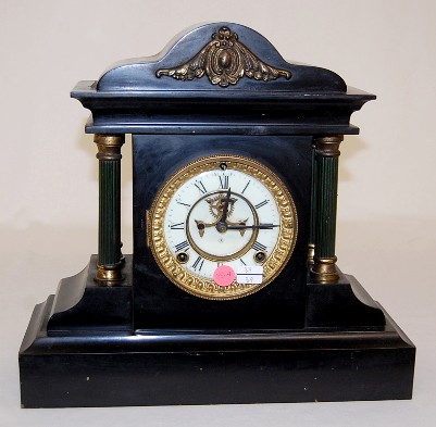 Ansonia Iron 4-Column Fancy Mantle Clock — Antique Clocks Price Guide