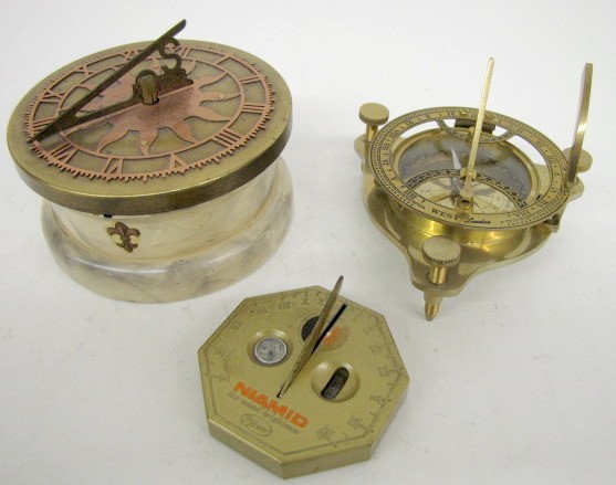 3 Sundial Clocks w/Compass — Antique Clocks Price Guide