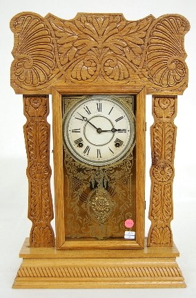 Ingraham Floral Carved T and S Oak Kitchen Clock — Antique Clocks Price Guide