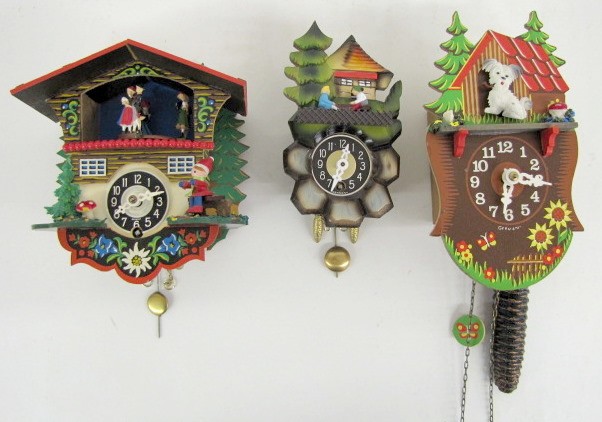3 German Animated Pendulette Cuckoo Clocks — Antique Clocks Price Guide