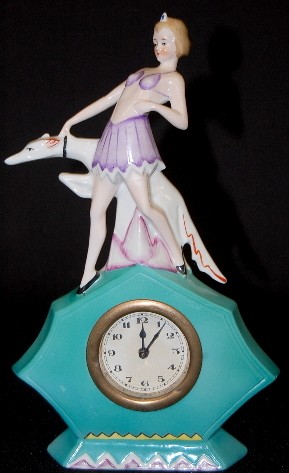 Germany Porcelain Art Deco Figural Clock — Antique Clocks Price Guide