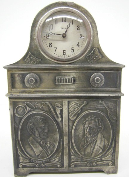 Metal Musical Clock w/Wagner and Schubert Portraits — Antique Clocks Price Guide