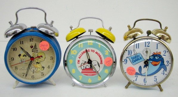 3 Bell Top Character Alarm Clocks — Antique Clocks Price Guide
