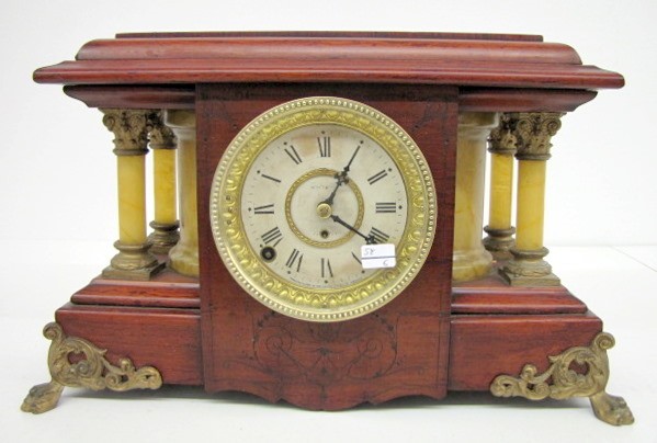 Seth Thomas Red Adamantine 4 Post Mantle Clock — Antique Clocks Price Guide