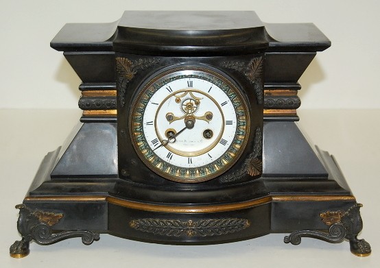 French Black Marble and Bronze Mantle Clock — Antique Clocks Price Guide