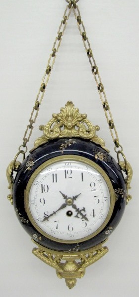 French Enameled Pottery Double Sided Clock — Antique Clocks Price Guide