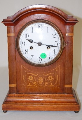 German Inlaid Wood Mantle Clock — Antique Clocks Price Guide