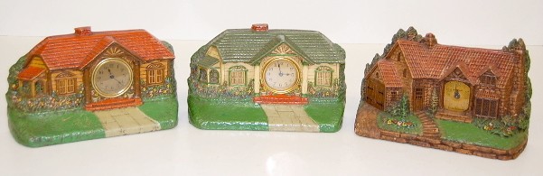 Group of 3 Lux Country Cottage Figural Clocks — Antique Clocks Price Guide