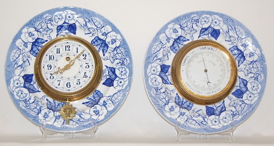 2 French Faience Chargers Clock and Barometer — Antique Clocks Price Guide