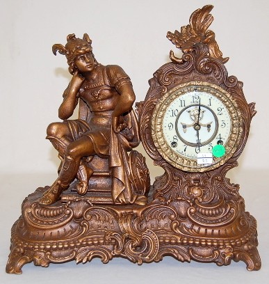 Ansonia "Hermes" Metal Seated Statue Clock — Antique Clocks Price Guide