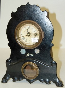 Small Inlaid Iron Front Clock — Antique Clocks Price Guide