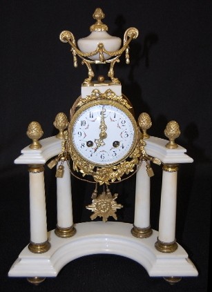 French Marble 4-Column Clock — Antique Clocks Price Guide