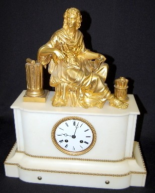 French Dore Marble Statue Clock — Antique Clocks Price Guide
