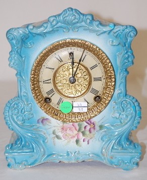 Gilbert Blue Floral China Clock — Antique Clocks Price Guide