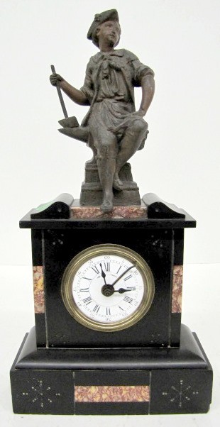 French Slate and Marble Statue Clock — Antique Clocks Price Guide