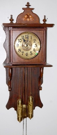 Mahogany Carved German Hanging Grandfather Clock — Antique Clocks Price Guide