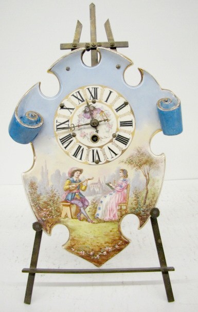 LeRoi Porcelain Courting Couple Easel Clock — Antique Clocks Price Guide