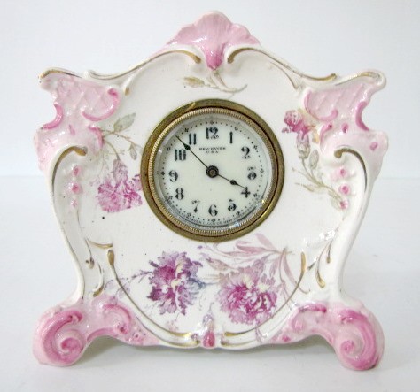 New Haven Miniature Floral China Clock — Antique Clocks Price Guide