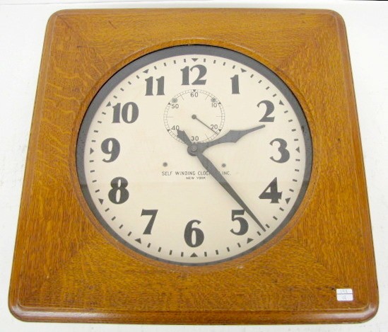 Self Winding Clock Co. Oak Gallery Clock — Antique Clocks Price Guide
